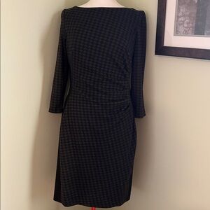Ralph Lauren Black Houndstooth Long Sleeve Sheath Dress